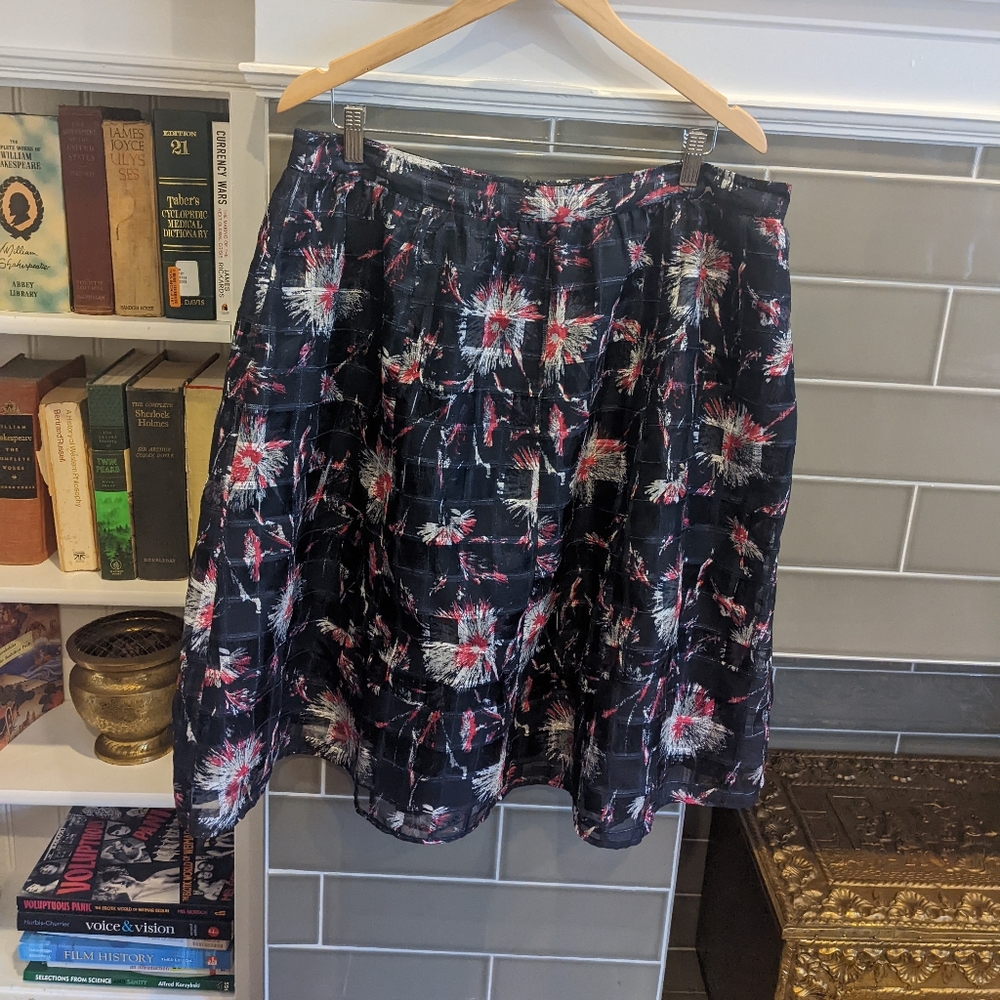 Halogen black, white & pink flare skirt